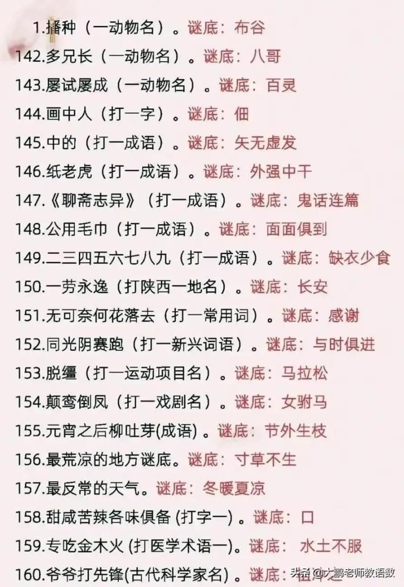 小学180个谜语大全！常与孩子猜谜语，孩子聪敏又伶俐
