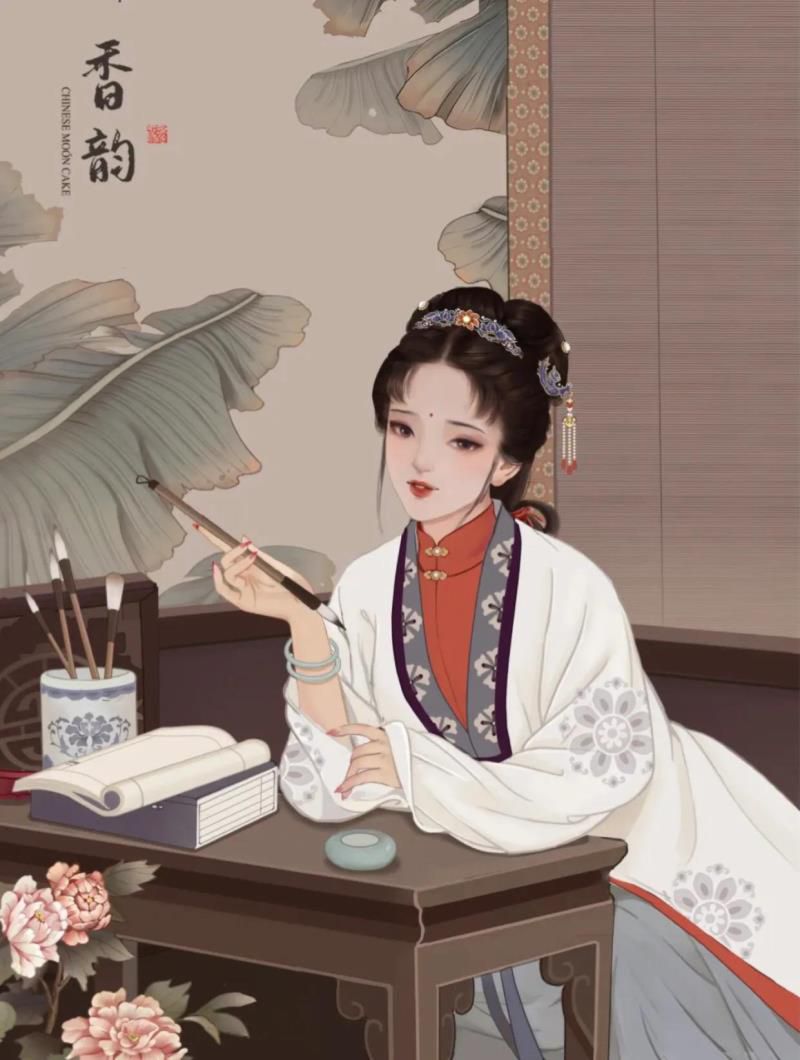 插画分享|风骨翩翩古风线描美人图