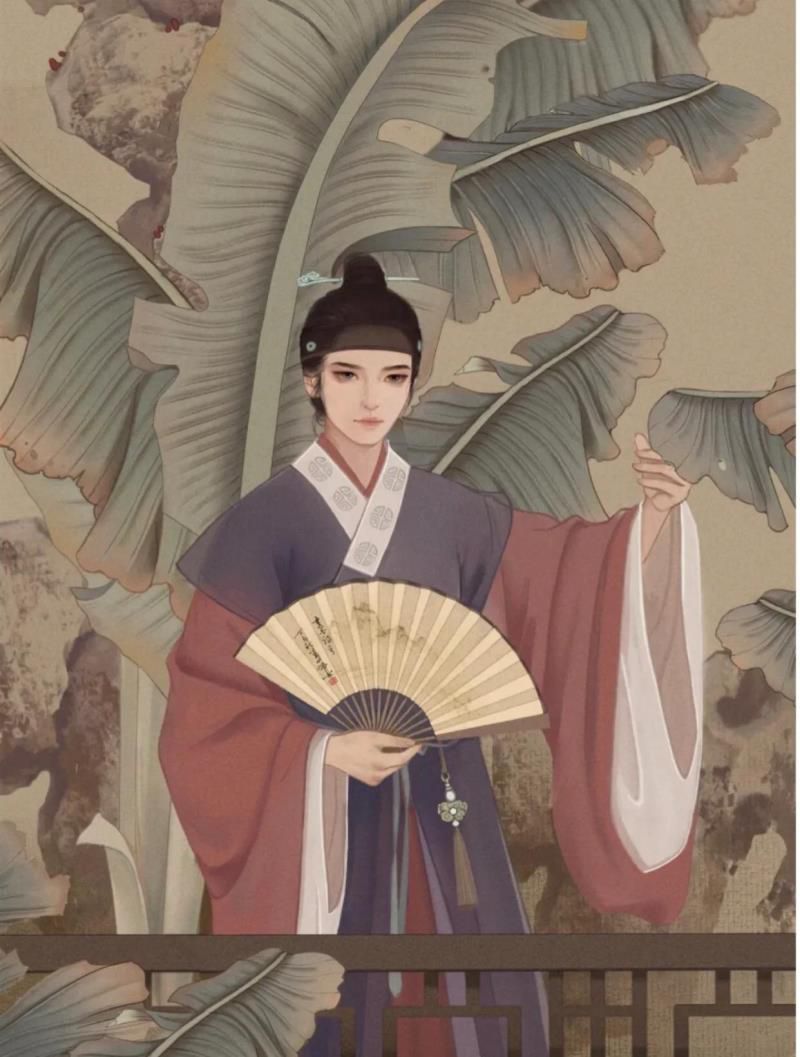 插画分享|风骨翩翩古风线描美人图