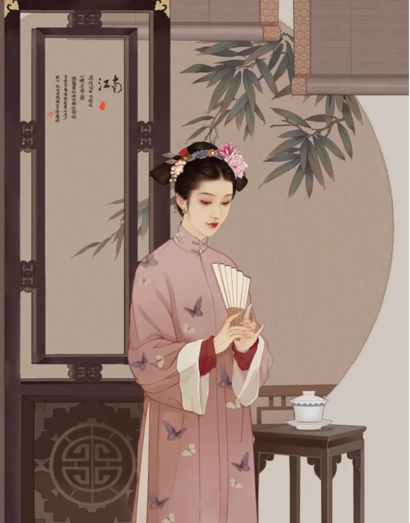 插画分享|风骨翩翩古风线描美人图