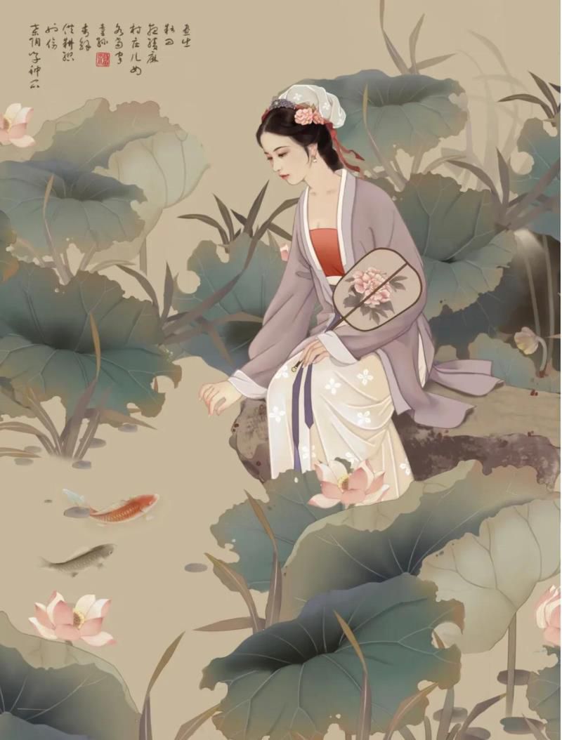 插画分享|风骨翩翩古风线描美人图