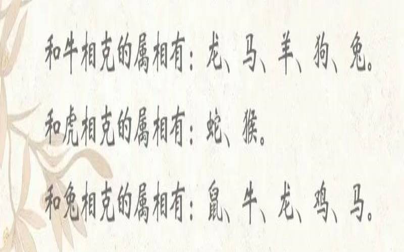 夫妻相克表的12生肖配对表（属相相刑一览表）