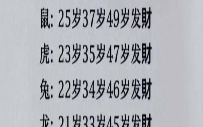 十二生肖即将发财的年龄（财源广进最准确生肖）