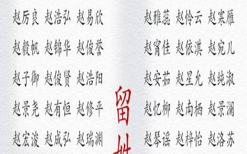 赵姓宝宝取名字大全集(赵姓男孩独特好听名字)