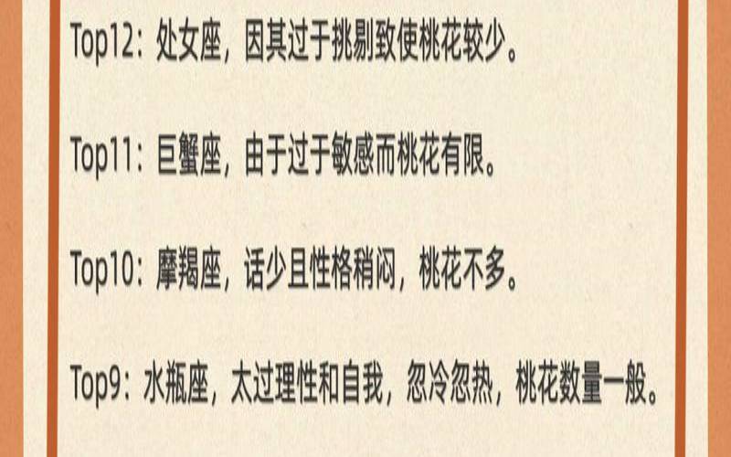 12星座花心排行榜女生（十二星座花心排名女生）
