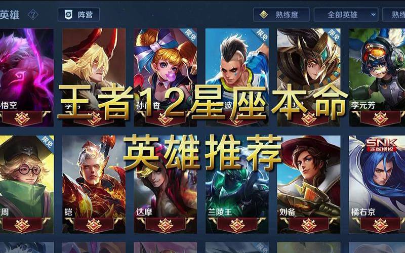 十二星座英雄联盟人物（12星座代表的王者荣耀）