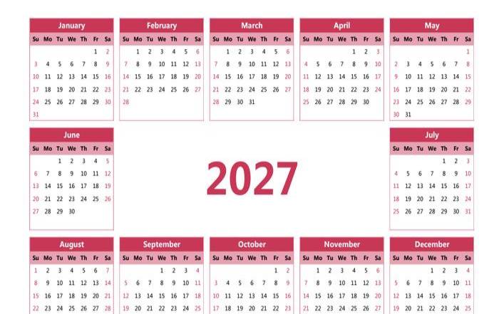 2027年日历表带农历（2027年日历全年表）