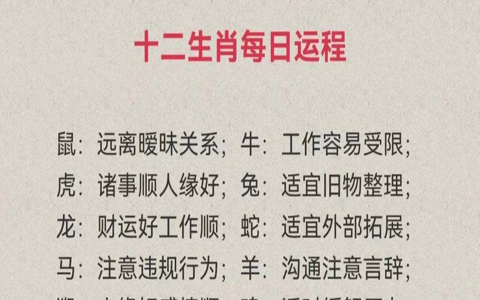 十二生肖运势表图（今日运势每日运势查询）