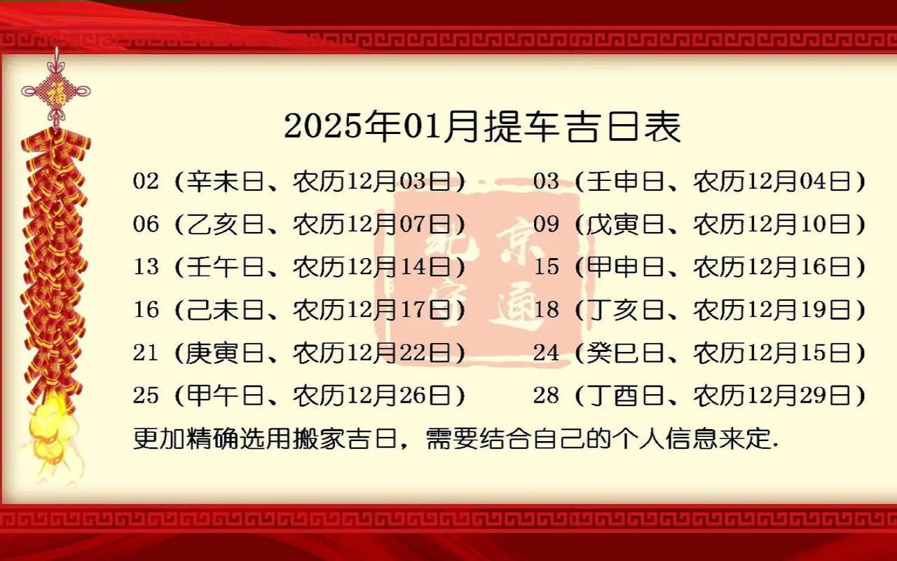 黄道吉日查询1月份（1月份适合提车的黄道吉日）
