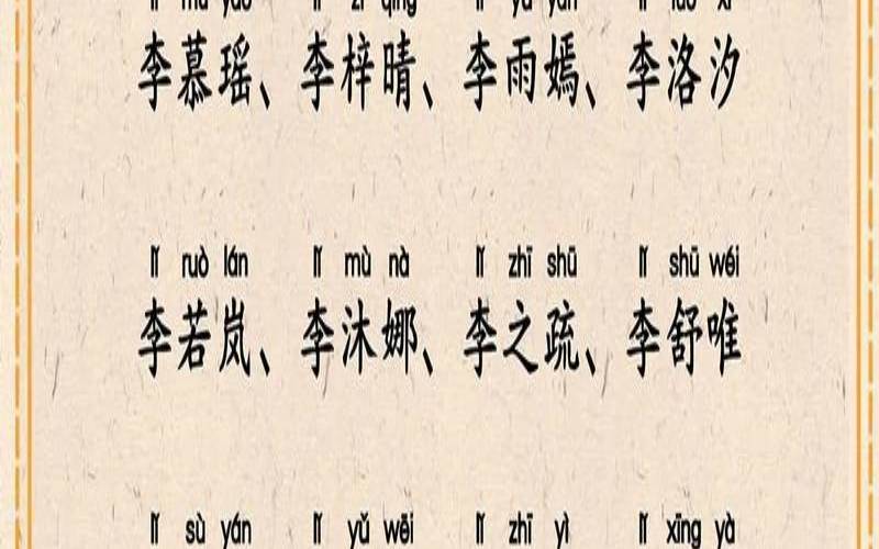 取名字姓李的名字女孩（姓李起名字大全免费）