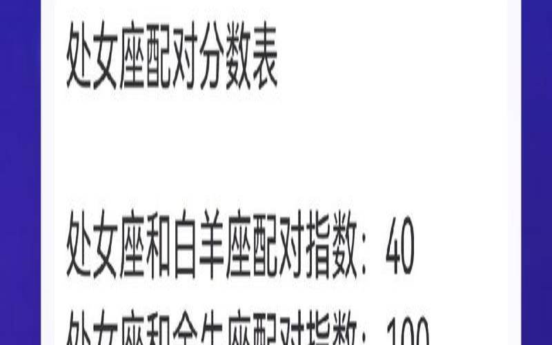 处女座配对指数排名（星座匹配情侣指数）