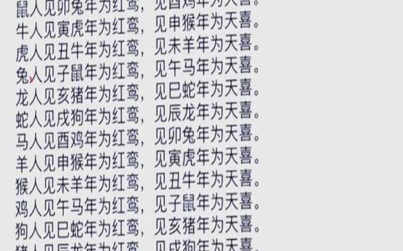 天喜红鸾桃花查询对照表（红鸾天喜日怎么查）