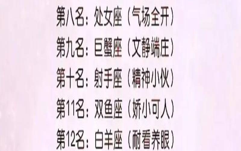 星座颜值排行榜大全男生（五大颜值最高星座女）