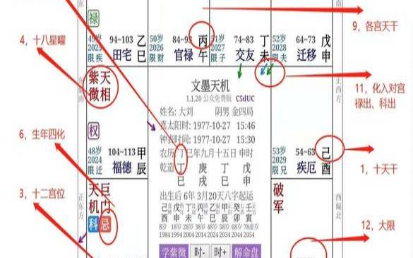流年十二宫星煞表（紫微斗数专业排盘）