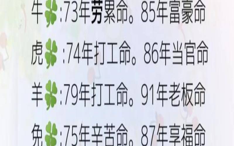1974年生肖虎的命运怎么样（属牛的74岁了还能活几年）