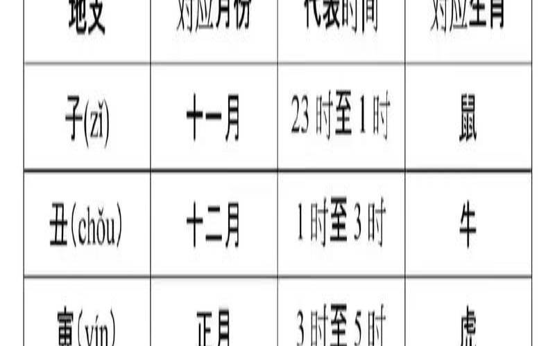 十二生肖与干支対照表（地支是指年还是月）