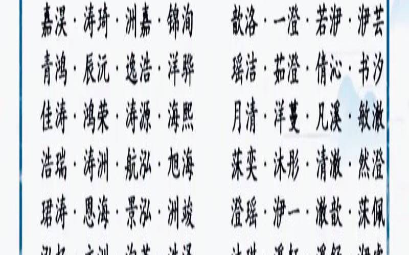 五行属性为水的字男孩用（金和水最佳组合名字）