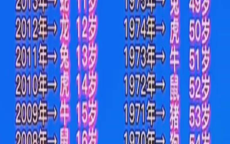 12生肖属相配对表万年历（十二生肖年龄表查询）