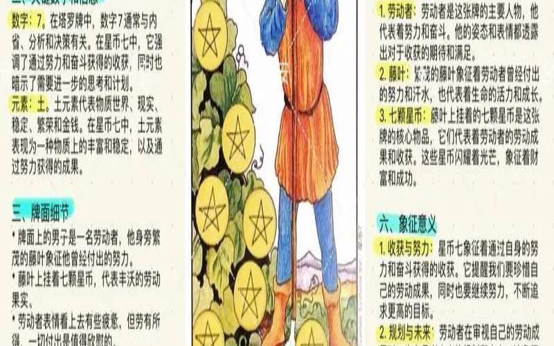 韦特塔罗牌星币七（78张塔罗牌对照表）
