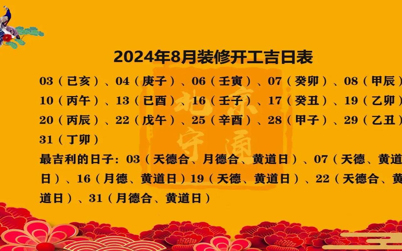 农历8月可以安装大门吗（装修房子什么日子动工好）